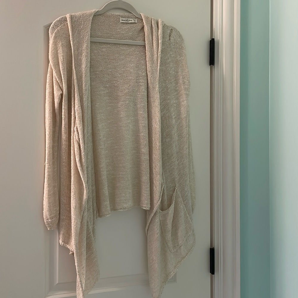 Cream High Low Thin Cardigan
